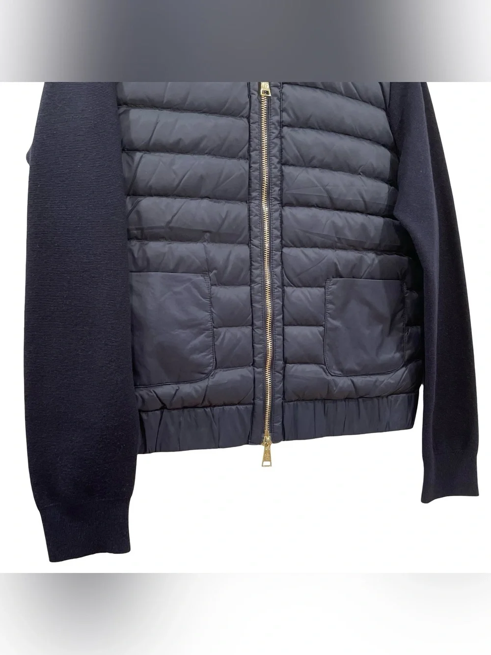 Massimo Dutti Quilted Down Navy Jacket, Size S
